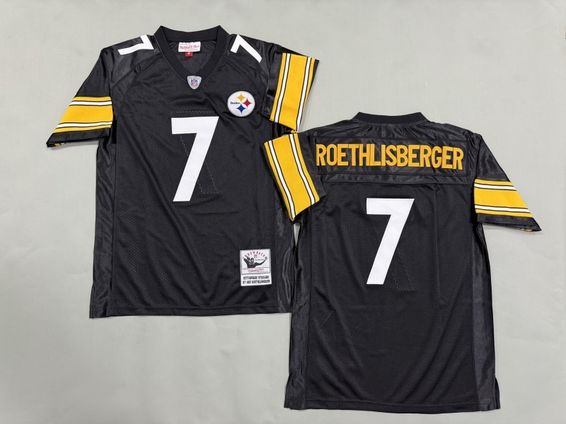 Men 2025 Pittsburgh Steelers #7 Roethlisberger black Throwback Limited NFL Jersey style 004->pittsburgh steelers->NFL Jersey